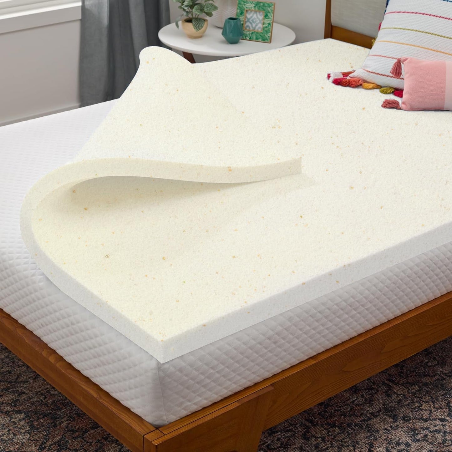Vera Core 2-Inch Copper Infused Memory Foam Mattress Topper - Cooling Airflow Thermal-Conductive Pad (Twin Size - Beige)