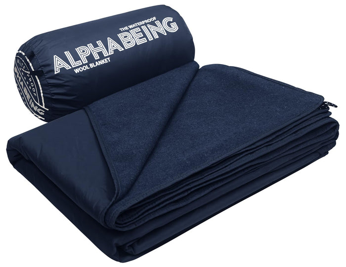 Monarch Expedition Waterproof Merino Wool Outdoor Blanket - 3000mm Hybrid Windproof Camping & Stadium Cloak (79x59 Inches - Navy)