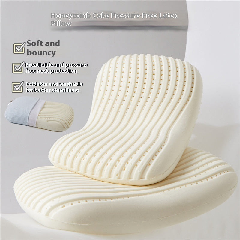 Vera Core Ergonomic Natural Latex Neck Support Pillow - Pressureless Rapid Rebound Cushion (Single Piece - 38x60cm)
