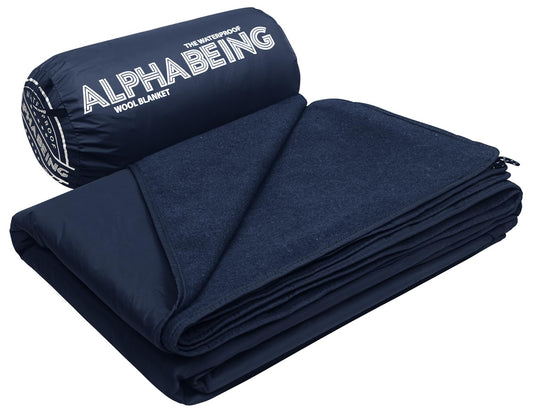 Monarch Expedition Waterproof Merino Wool Outdoor Blanket - 3000mm Hybrid Windproof Camping & Stadium Cloak (79x59 Inches - Navy)