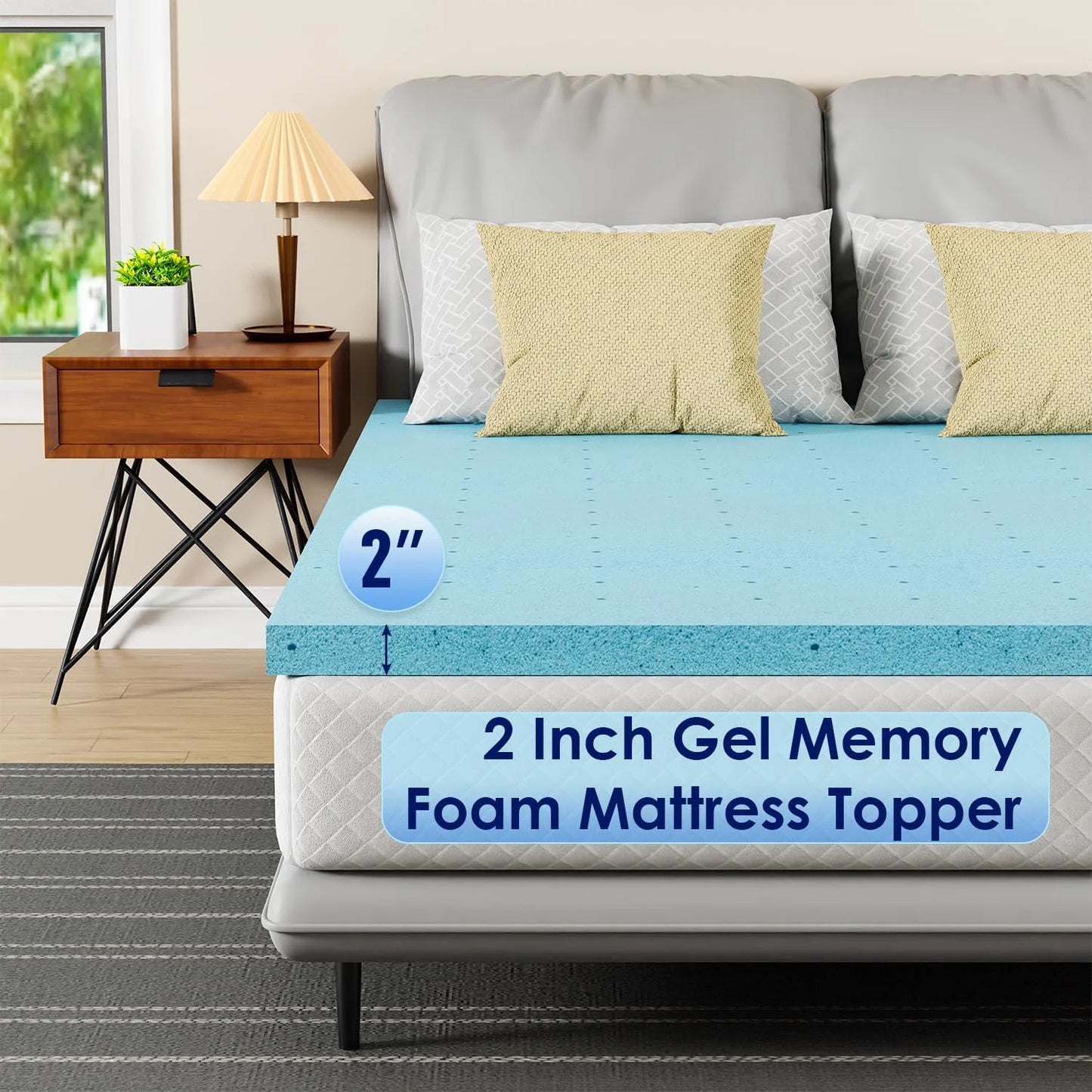 Cooling Gel Memory Foam Topper Queen (2”)