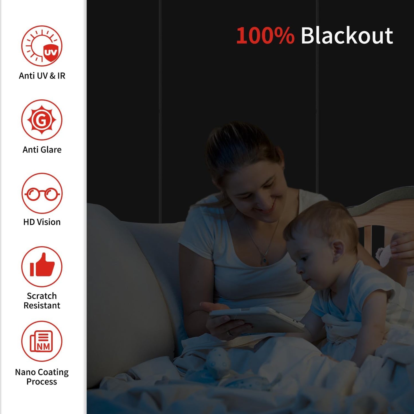 Sleep Blackout Window Film 100% Light Blocking Privacy Tint