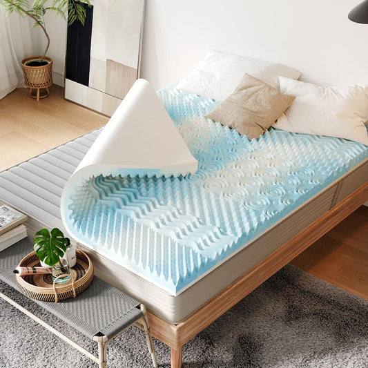 Vera Core 2-Inch 7-Zones Gel Infused Memory Foam Mattress Topper - Cooling Micro-Beads Pressure-Relief Pad (Full Size)