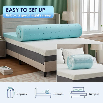 Cooling Gel Memory Foam Topper Queen (2”)