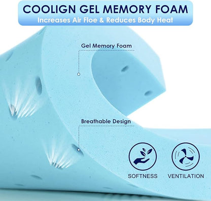 Cooling Gel Memory Foam Topper Queen (2”)