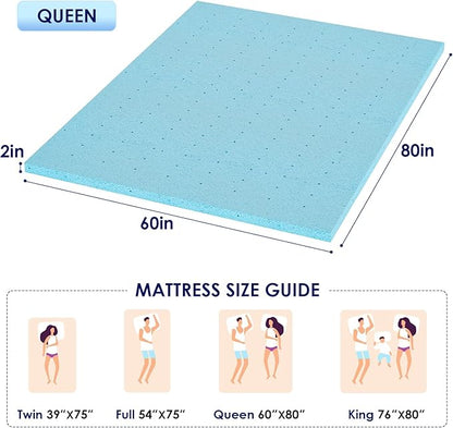 Cooling Gel Memory Foam Topper Queen (2”)