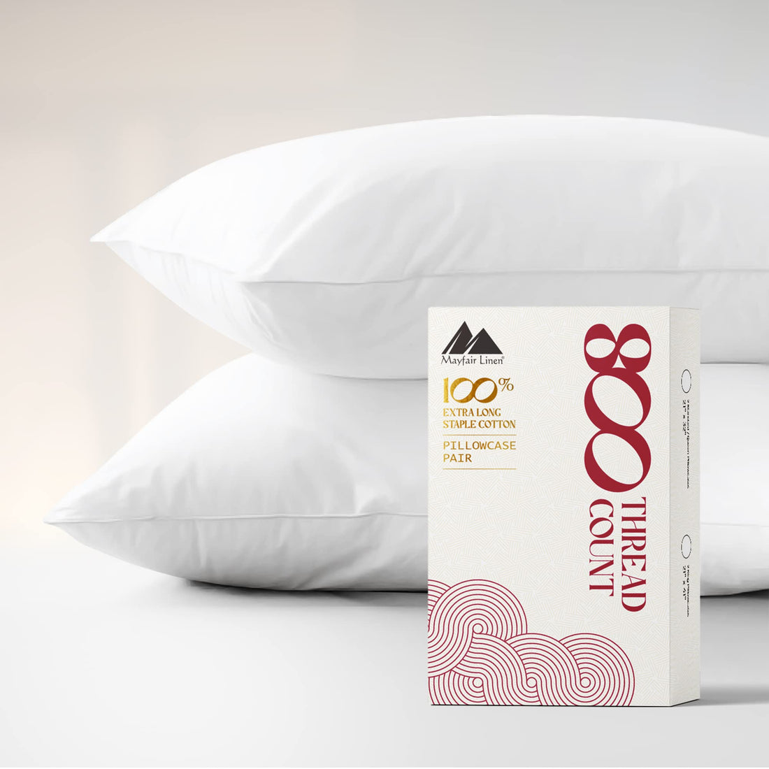 Apex Luxury 800TC Egyptian Cotton Sateen King Pillowcases - White (Set of 2)