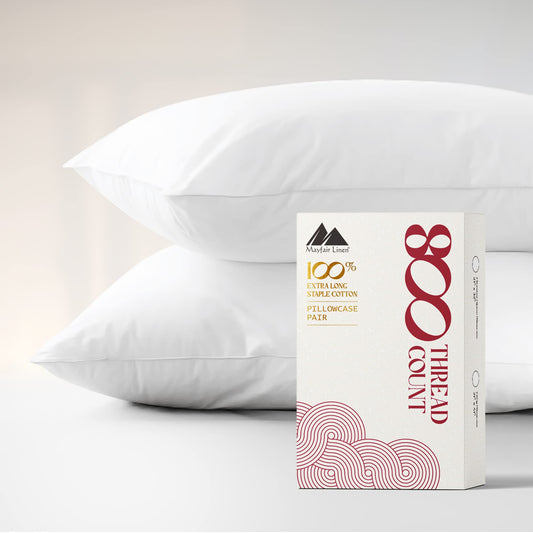 Apex Luxury 800TC Egyptian Cotton Sateen King Pillowcases - White (Set of 2)