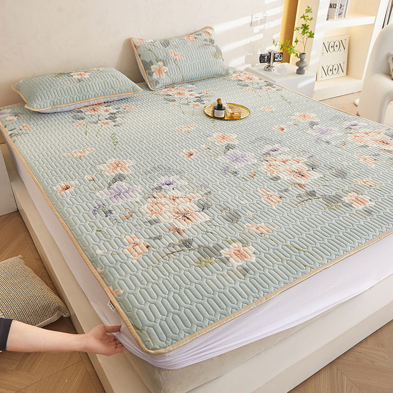 Vera Core Thai Latex Mattress Protector Set - 3-Piece Cooling Silk Fitted Sheet & Pillowcase Collection
