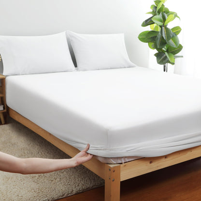 Apex Luxury 600TC Egyptian Cotton Sateen Fitted Sheet - White (Twin Size Only)