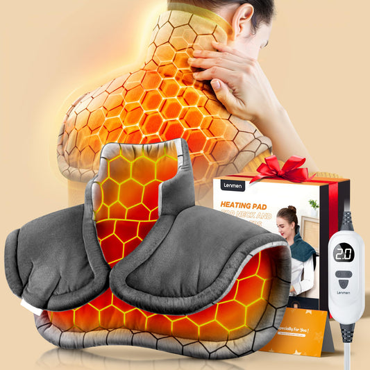 AeroFlow Graphene Infused Weighted Heating Pad - Far-Infrared Deep Muscle Relief Wrap for Neck, Shoulders, and Back (6 Heat Options)