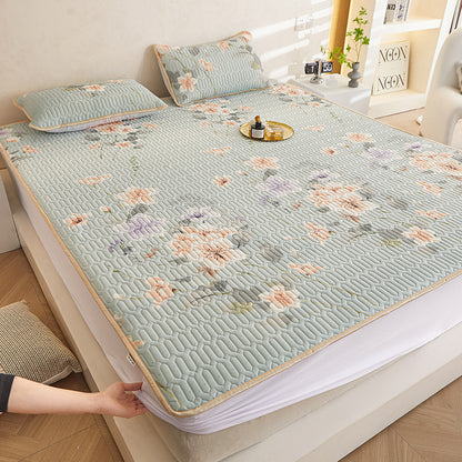 Vera Core Thai Latex Mattress Protector Set - 3-Piece Cooling Silk Fitted Sheet & Pillowcase Collection