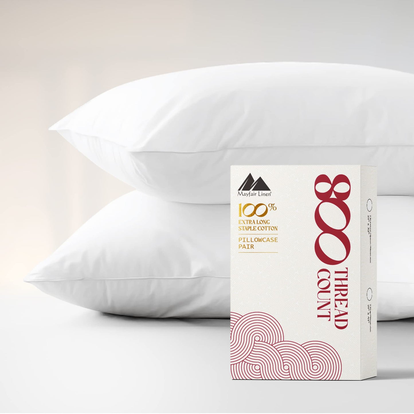 Apex Luxury 800TC Egyptian Cotton Sateen King Pillowcases - White (Set of 2)