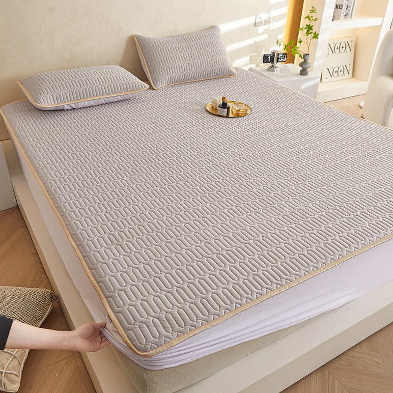 Vera Core Thai Latex Mattress Protector Set - 3-Piece Cooling Silk Fitted Sheet & Pillowcase Collection